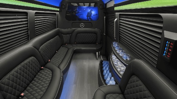 Interior of Green Bay Party Bus Company's 14 Passenger Sprinter Limousine in Green Bay