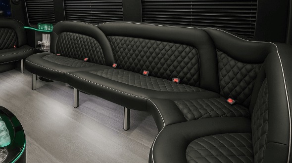 Interior of Charter Bus Company Janesville's 14 Passenger Sprinter Limousine in Janesville