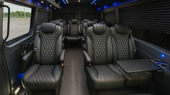 Interior of Charter Bus Company Green Bay's 18 Passenger Minibus in Green Bay