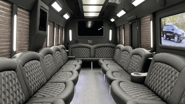 Interior of Charter Bus Company Eau Claire's 20 Passenger Party Bus in Eau Claire