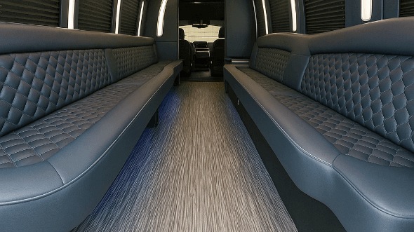 Interior of Charter Bus Company Waukesha's 20 Passenger Party Bus in Waukesha