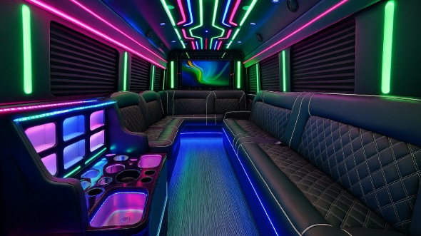 Interior of Charter Bus Company Milwaukee's 30 Passenger Party Bus in Milwaukee