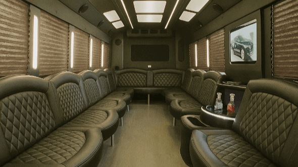 Interior of Charter Bus Company Oshkosh's 40 Passenger Party Bus in Oshkosh