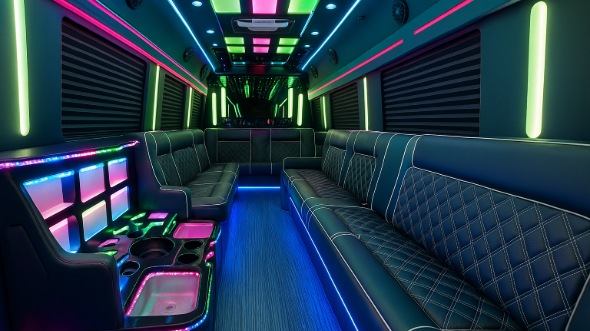 Interior of Charter Bus Company Racine's 40 Passenger Party Bus in Racine